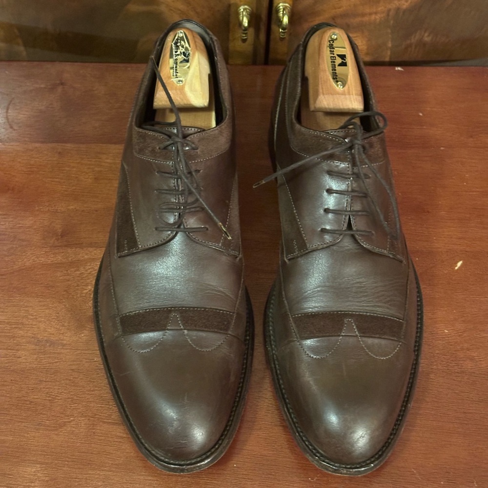 Louis Vuitton Brown Leather Suede Patchwork Wingtip Shoes